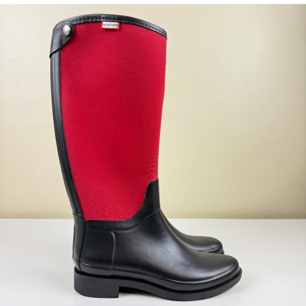 Hunter Red and Black Tall Rain Boots *New